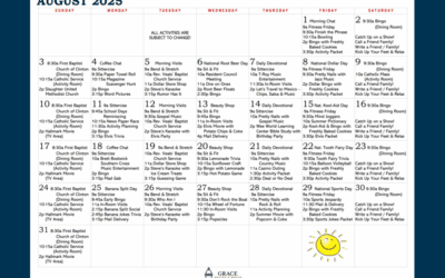 August Activity Calendar